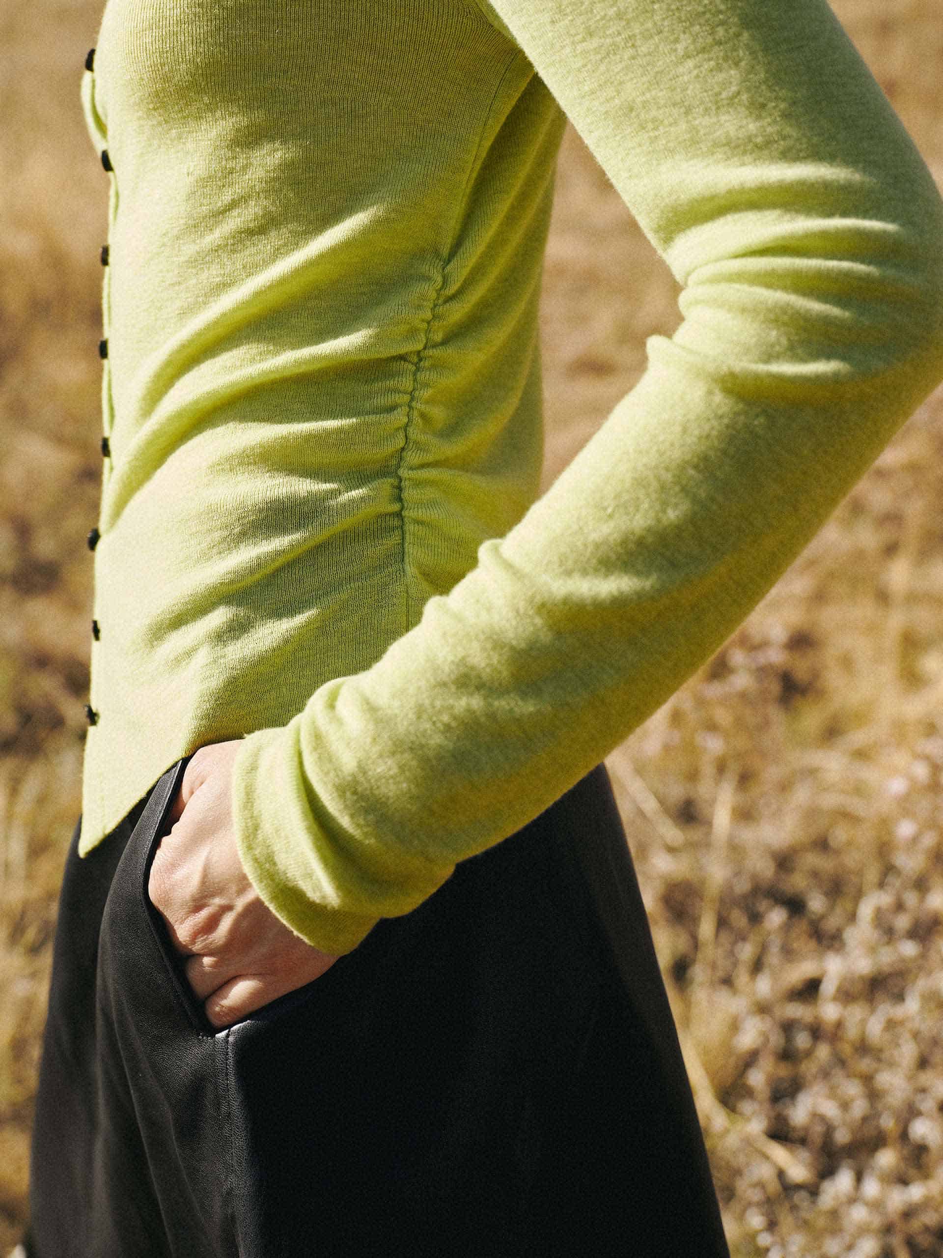 Pleated Waist Wool Sweater