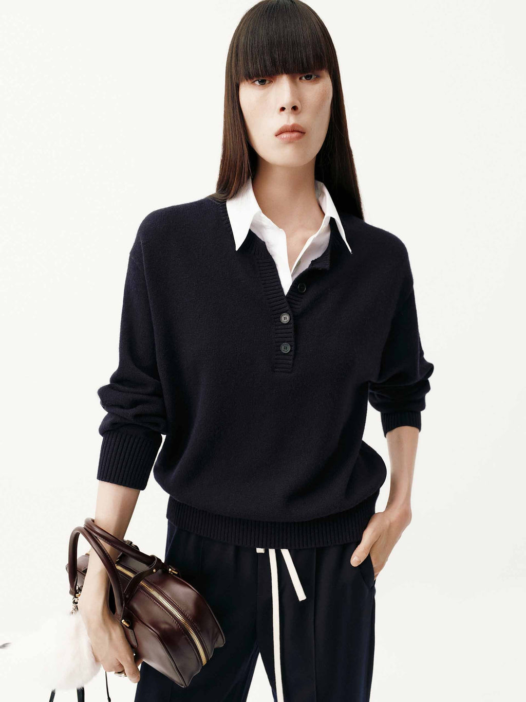 Removable Shirt Collar Sweater
