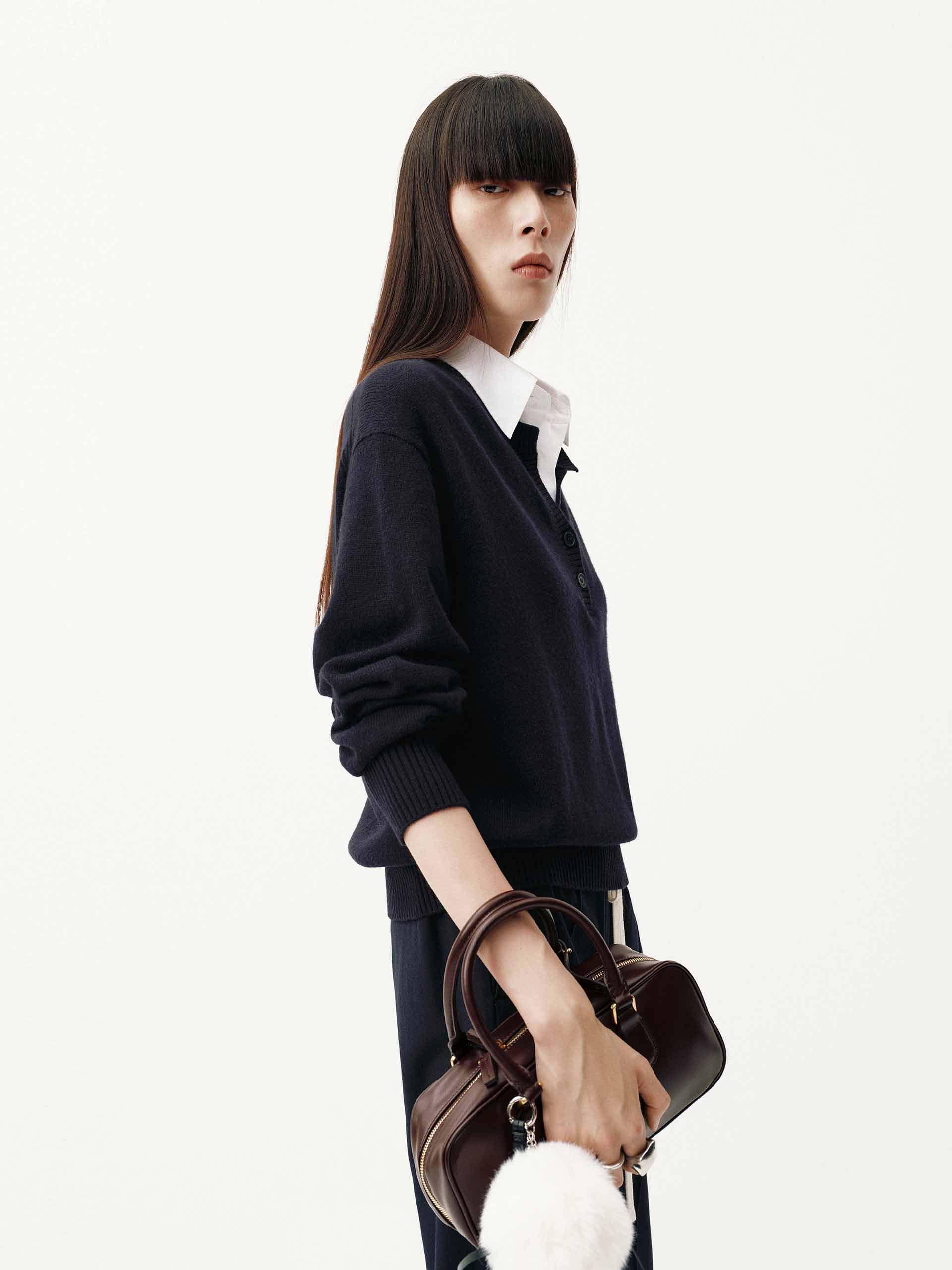 Removable Shirt Collar Sweater