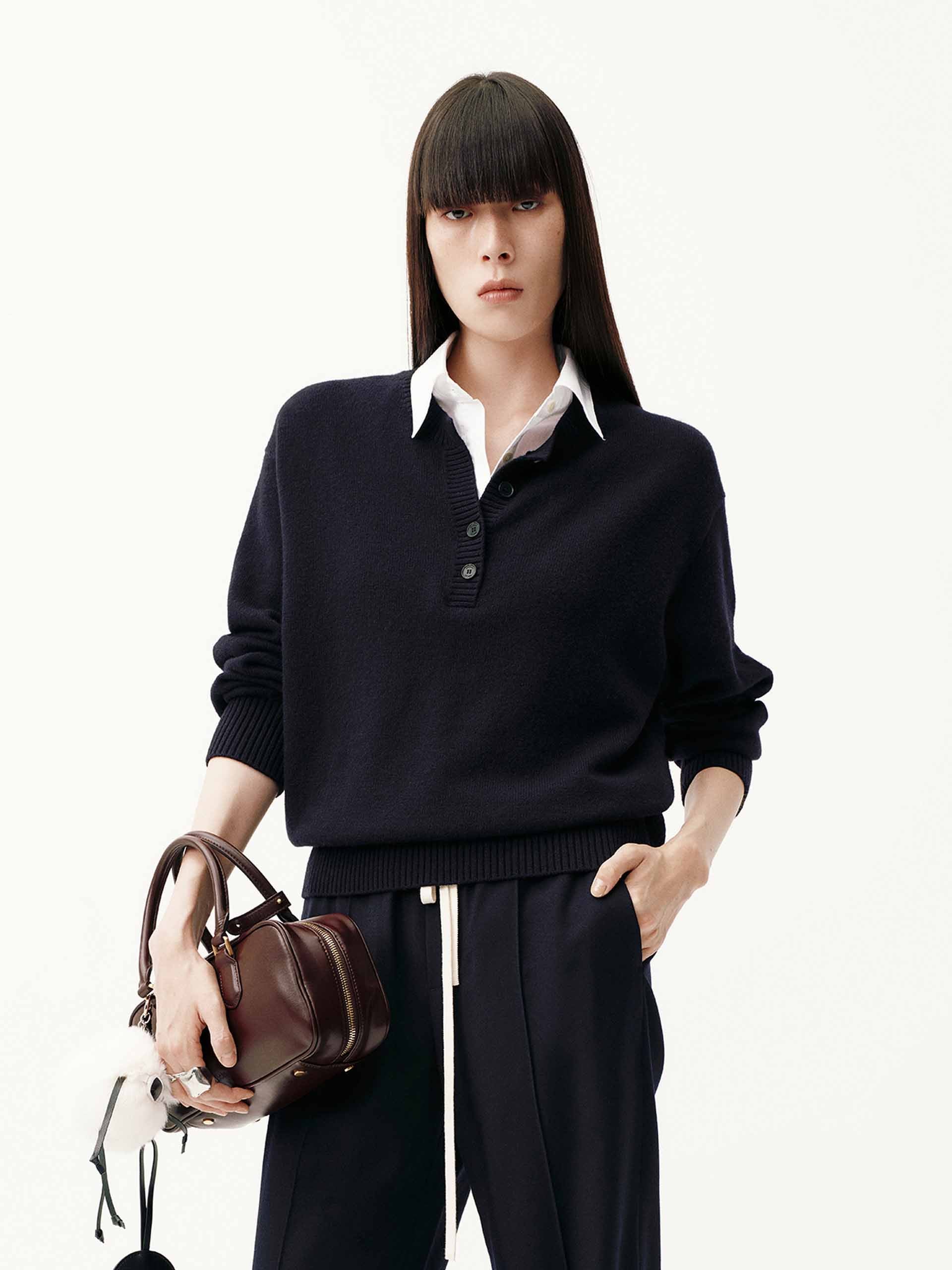Removable Shirt Collar Sweater