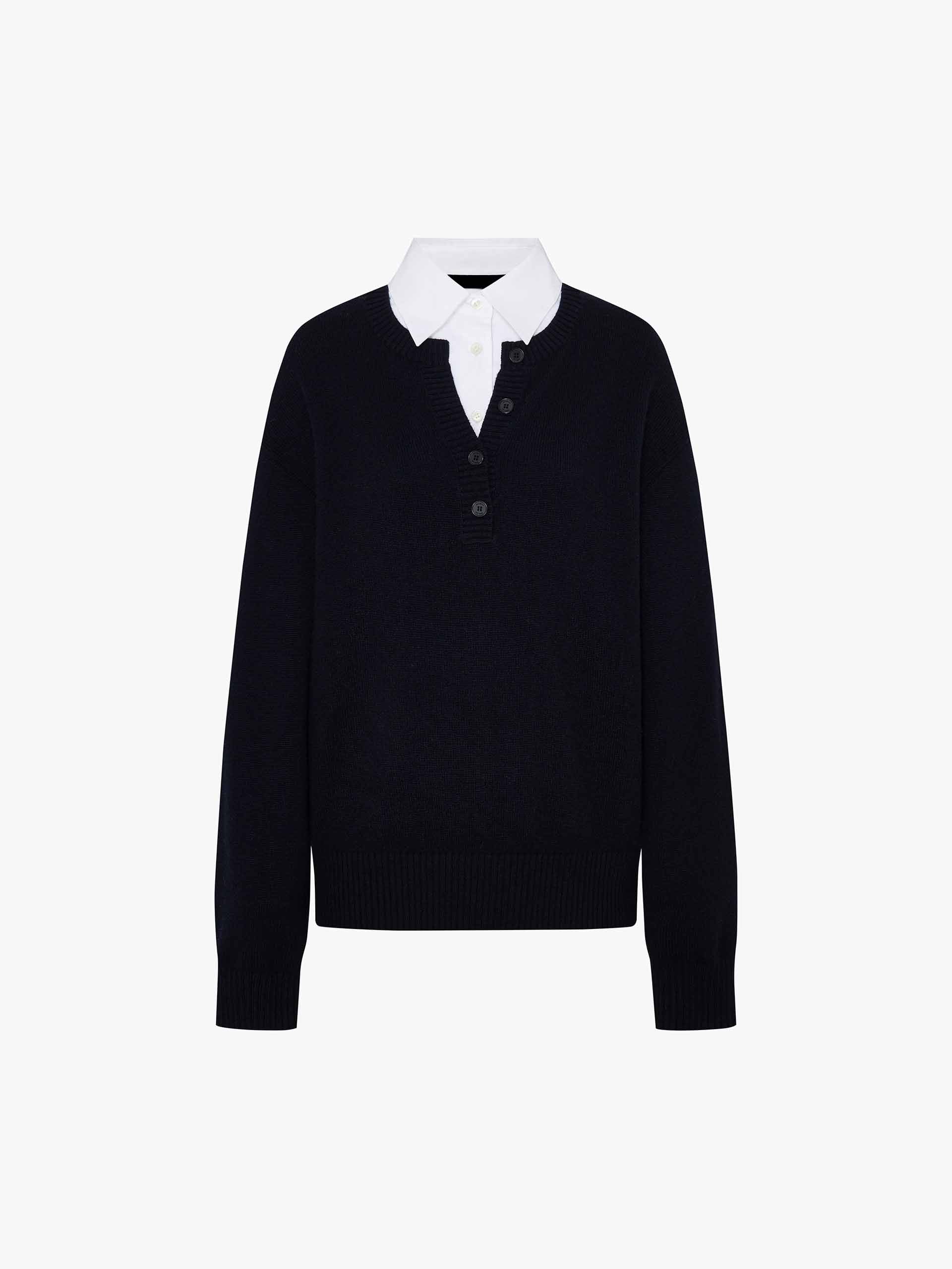 Removable Shirt Collar Sweater
