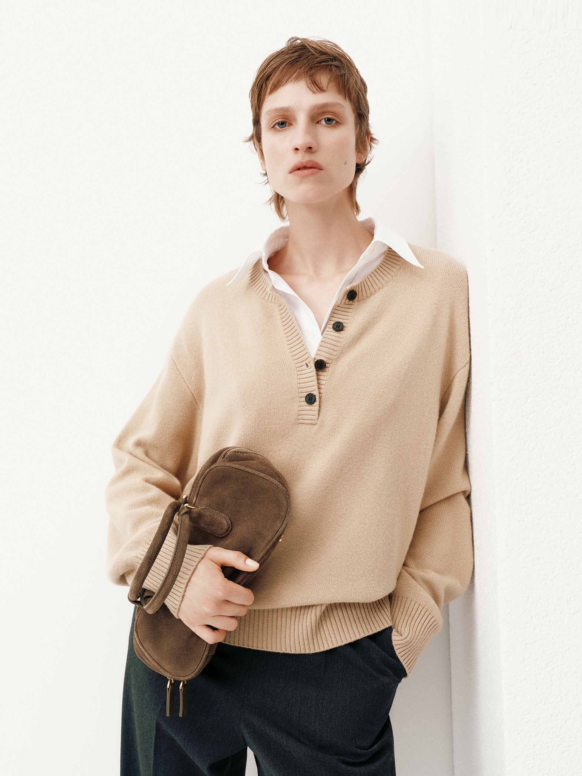 Removable Shirt Collar Sweater
