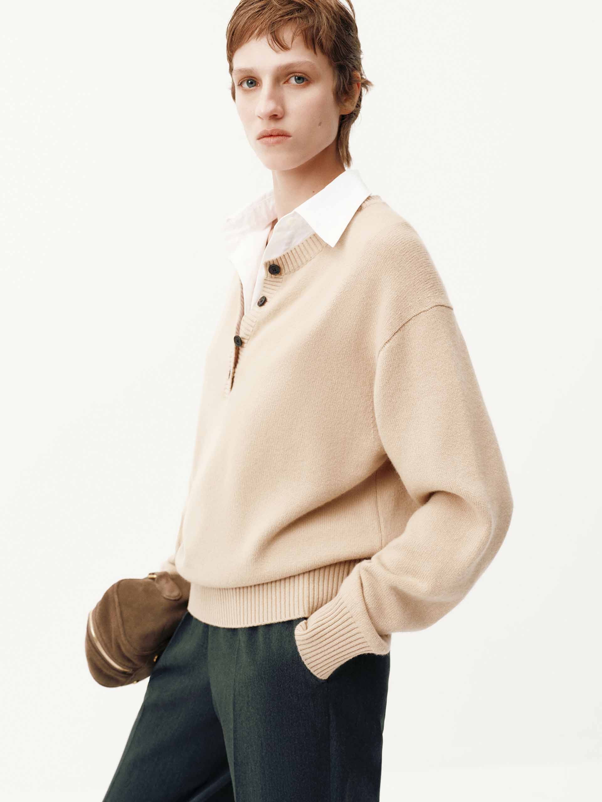 Removable Shirt Collar Sweater