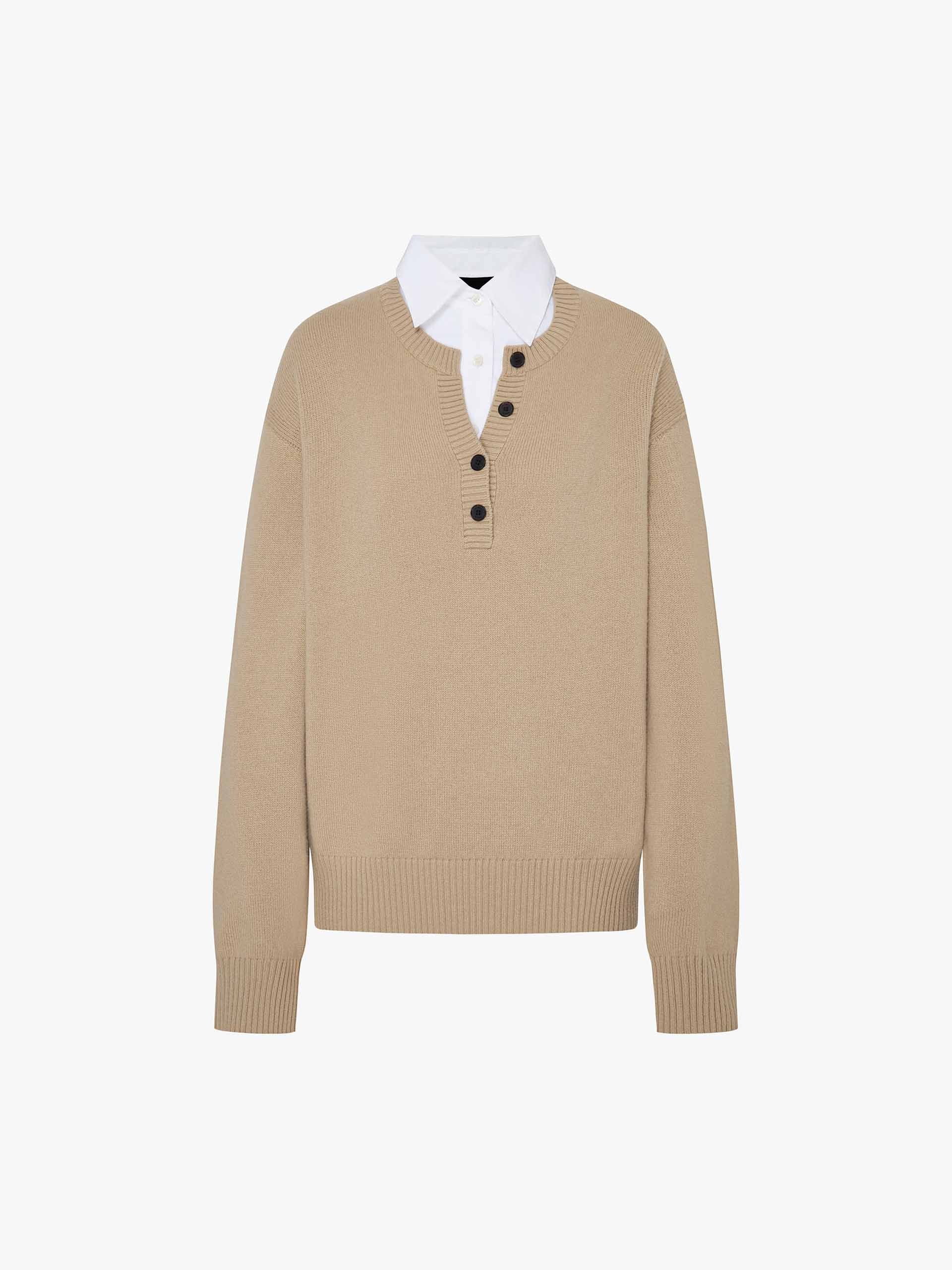 Removable Shirt Collar Sweater