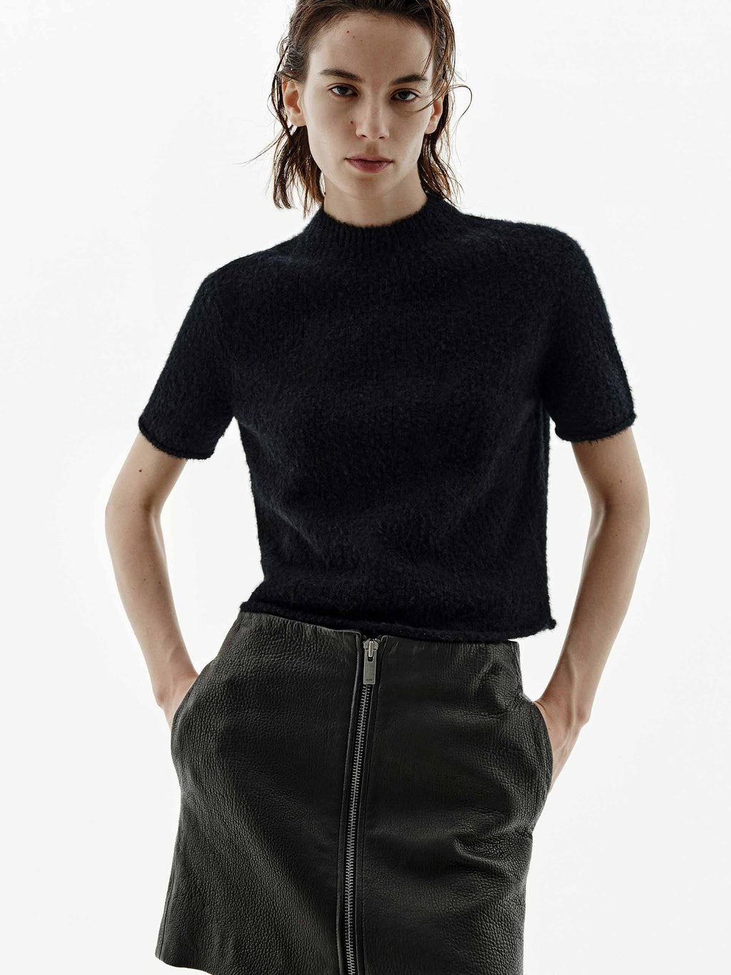 Wool Blend Cropped Knitted Top