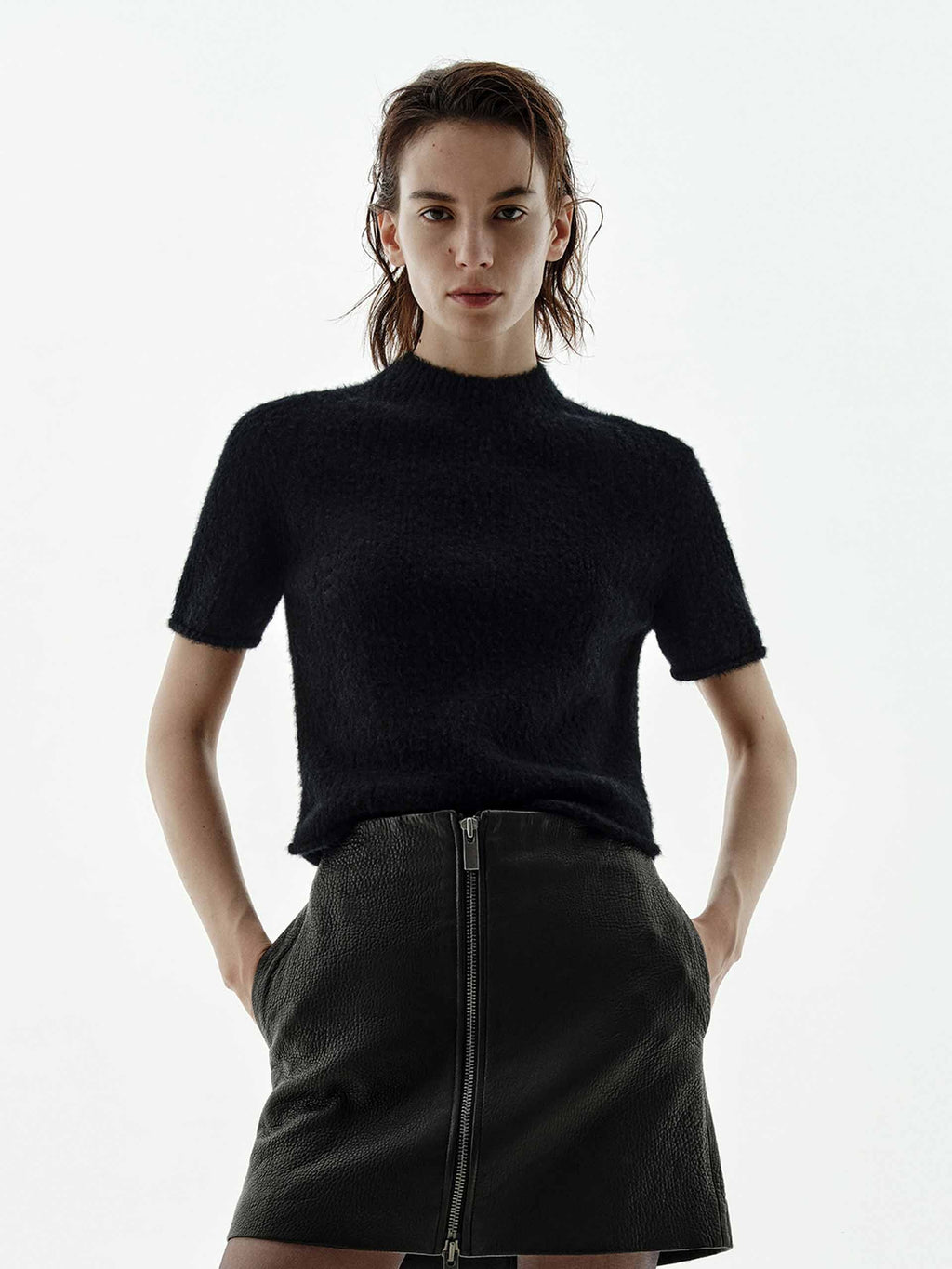 Wool Blend Cropped Knitted Top