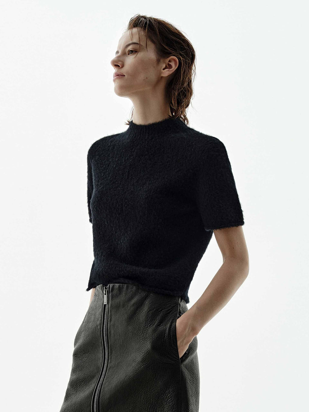 Wool Blend Cropped Knitted Top