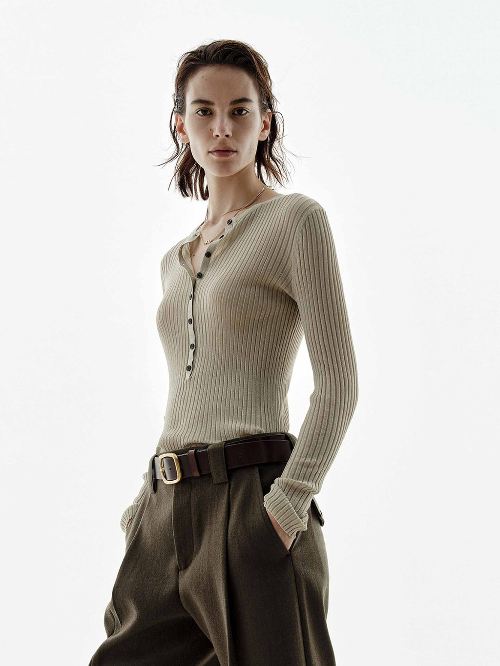 Half Button Lurex Sweater