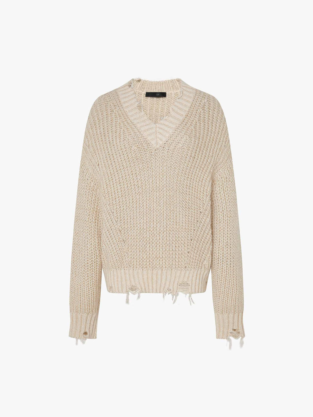 V-neck Raw Hem Sweater