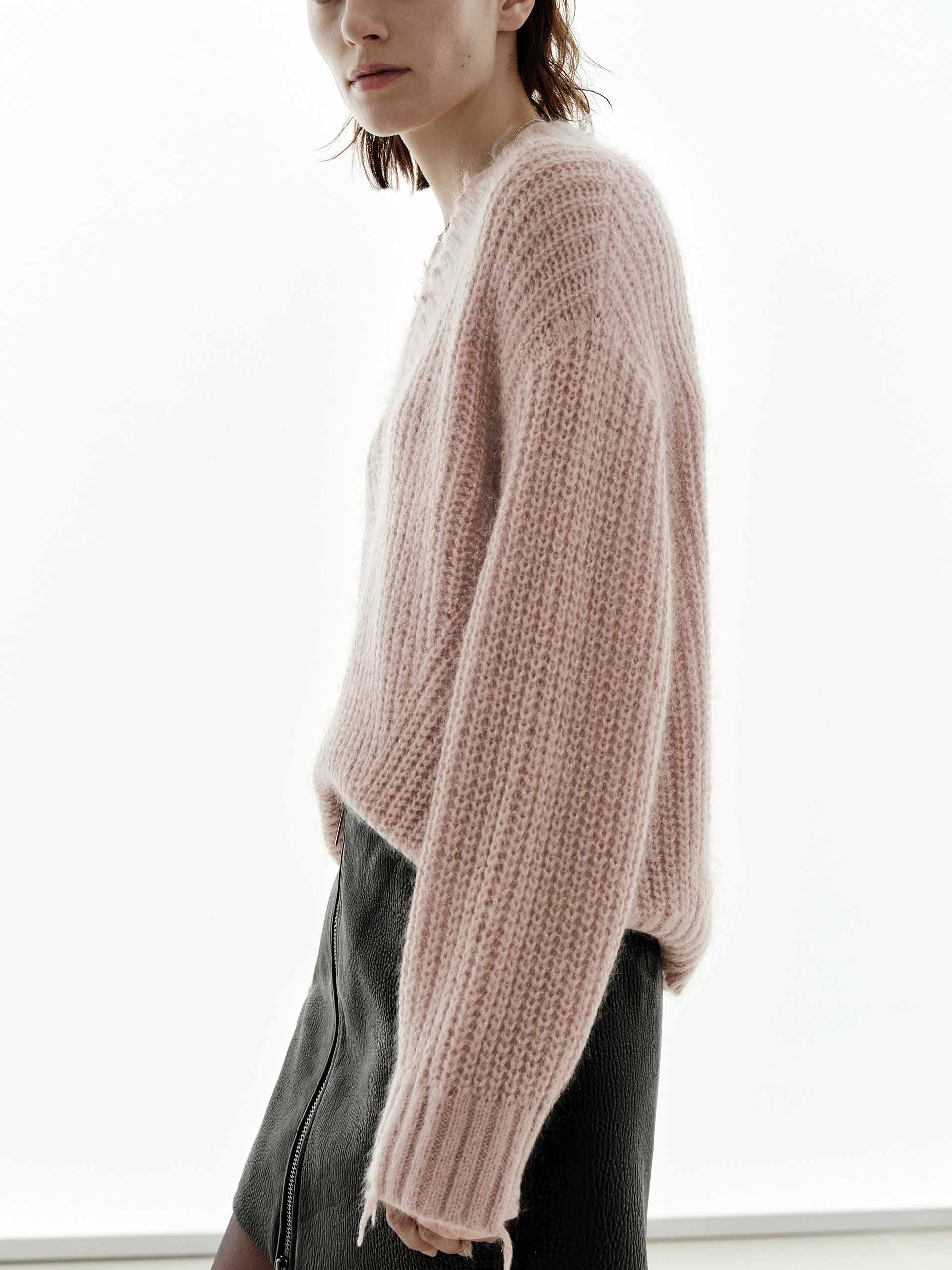 V-neck Raw Hem Sweater