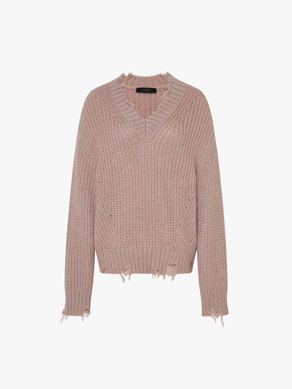 V-neck Raw Hem Sweater
