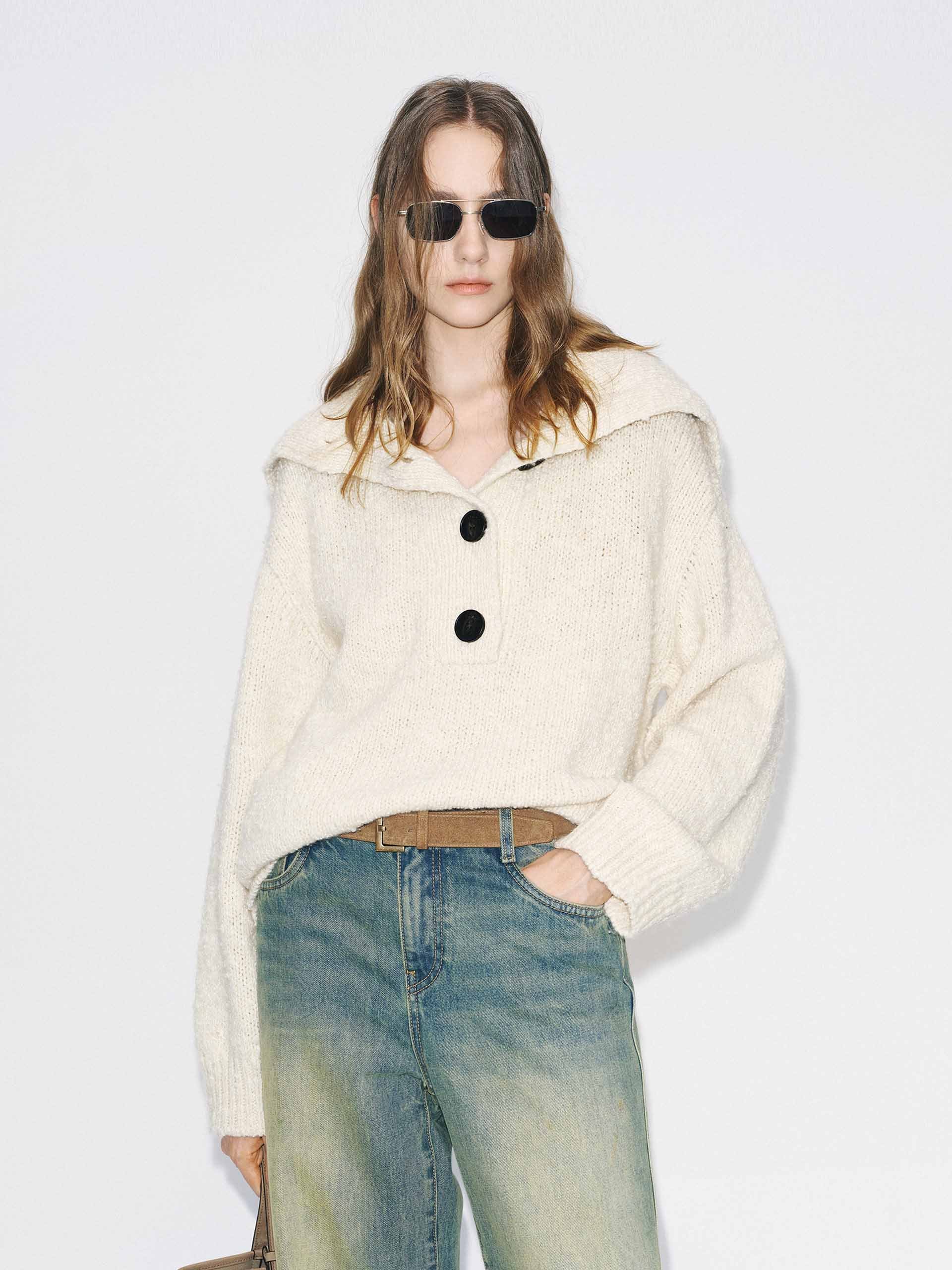 Navy Collar Knitted Sweater