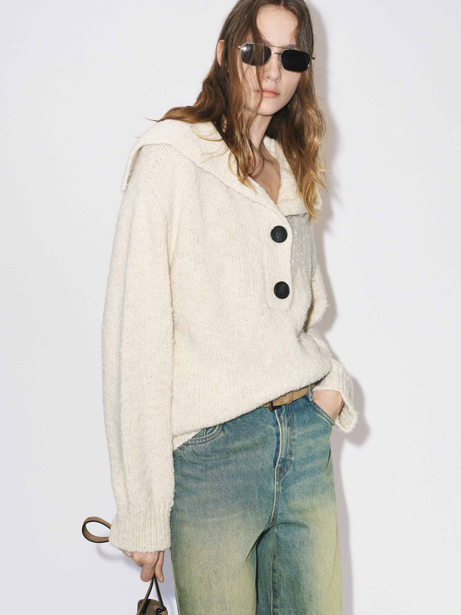 Navy Collar Knitted Sweater