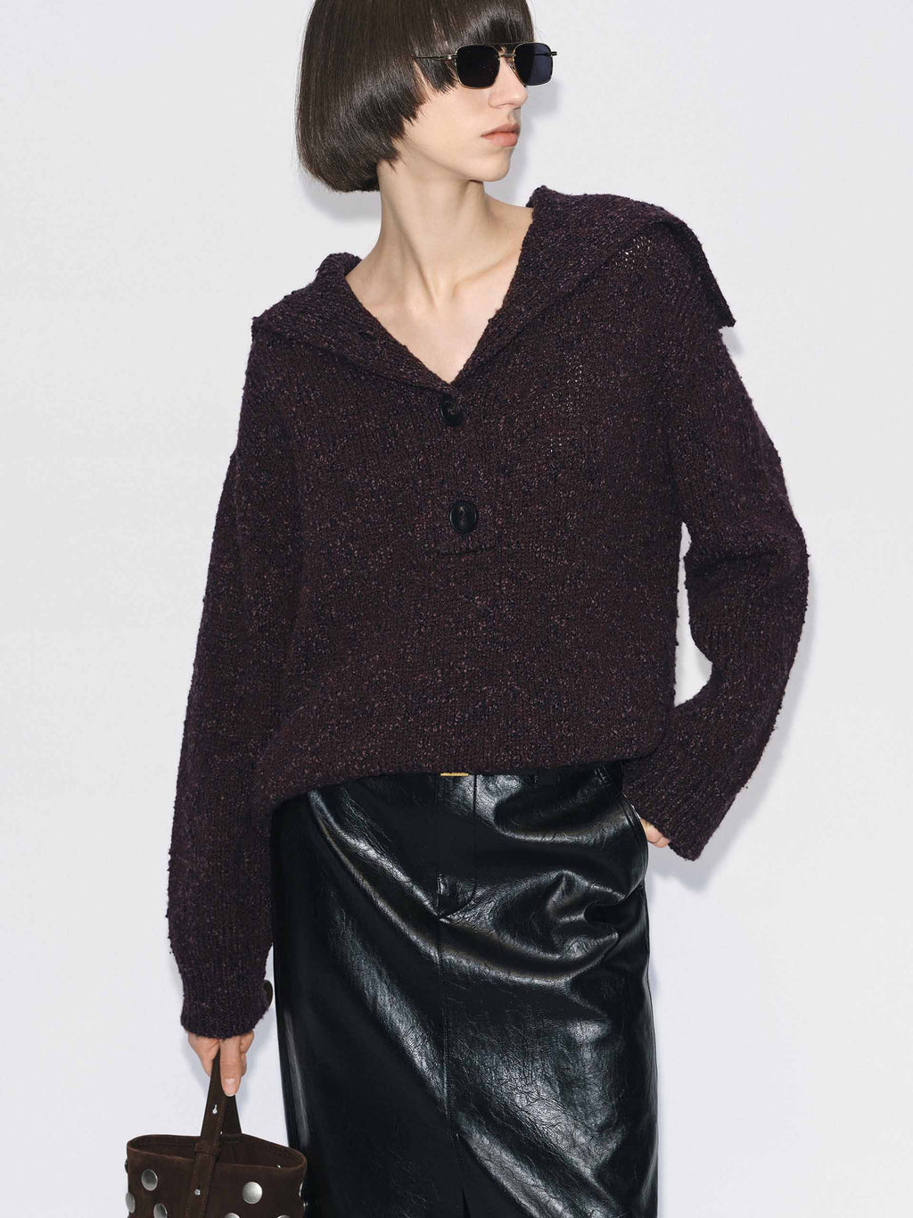 Navy Collar Knitted Sweater
