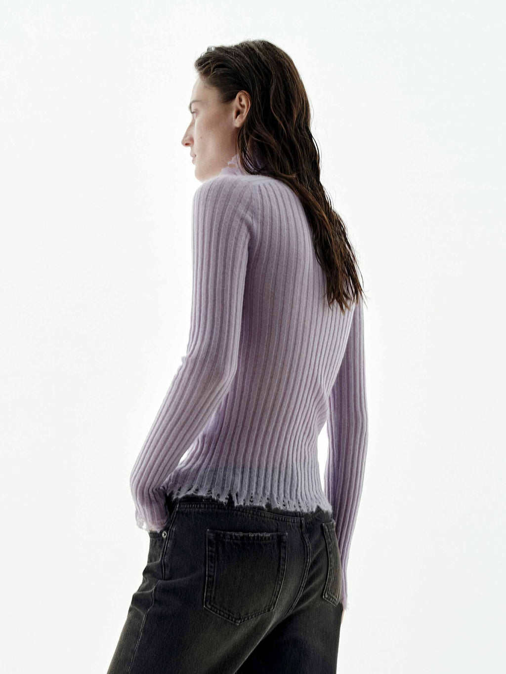 Turtleneck Raw Hem Sweater