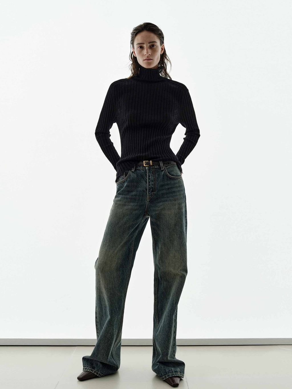 Turtleneck Raw Hem Sweater