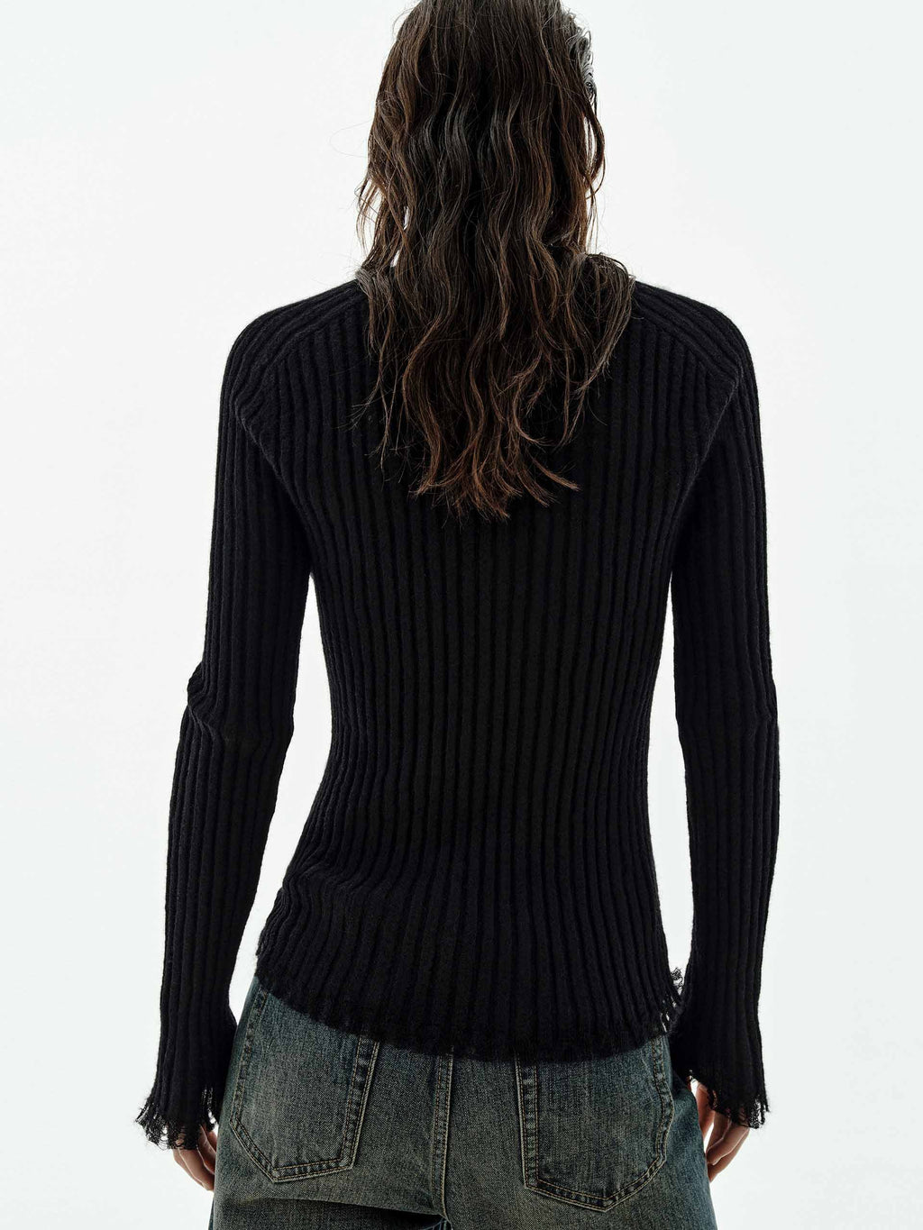 Turtleneck Raw Hem Sweater