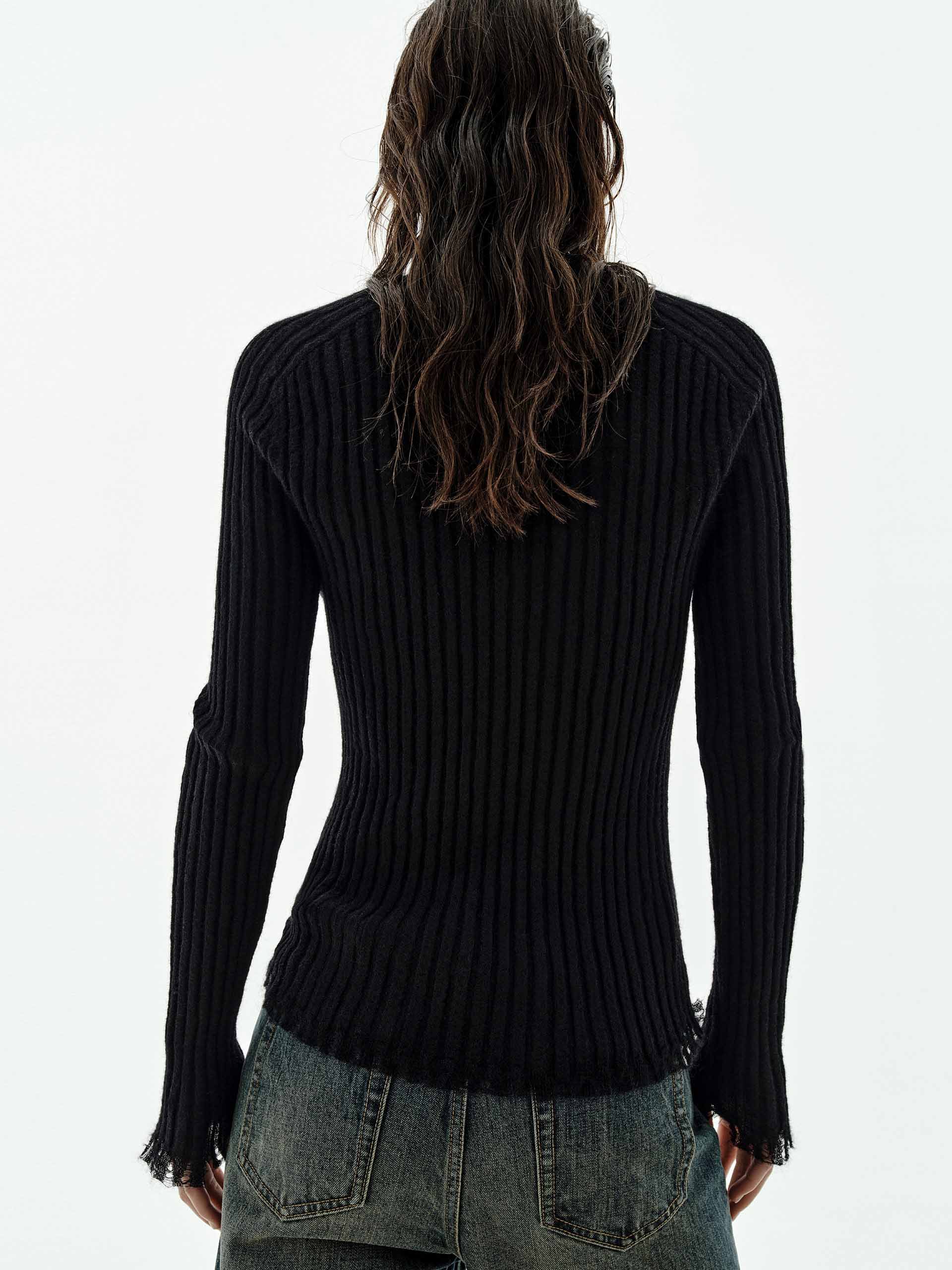 Turtleneck Raw Hem Sweater