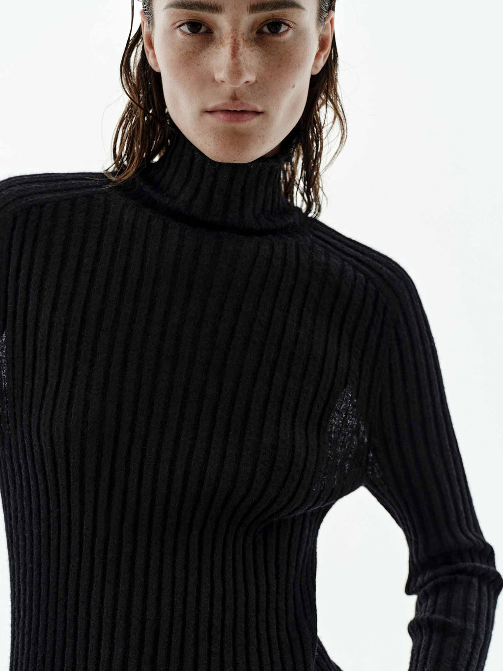 Turtleneck Raw Hem Sweater