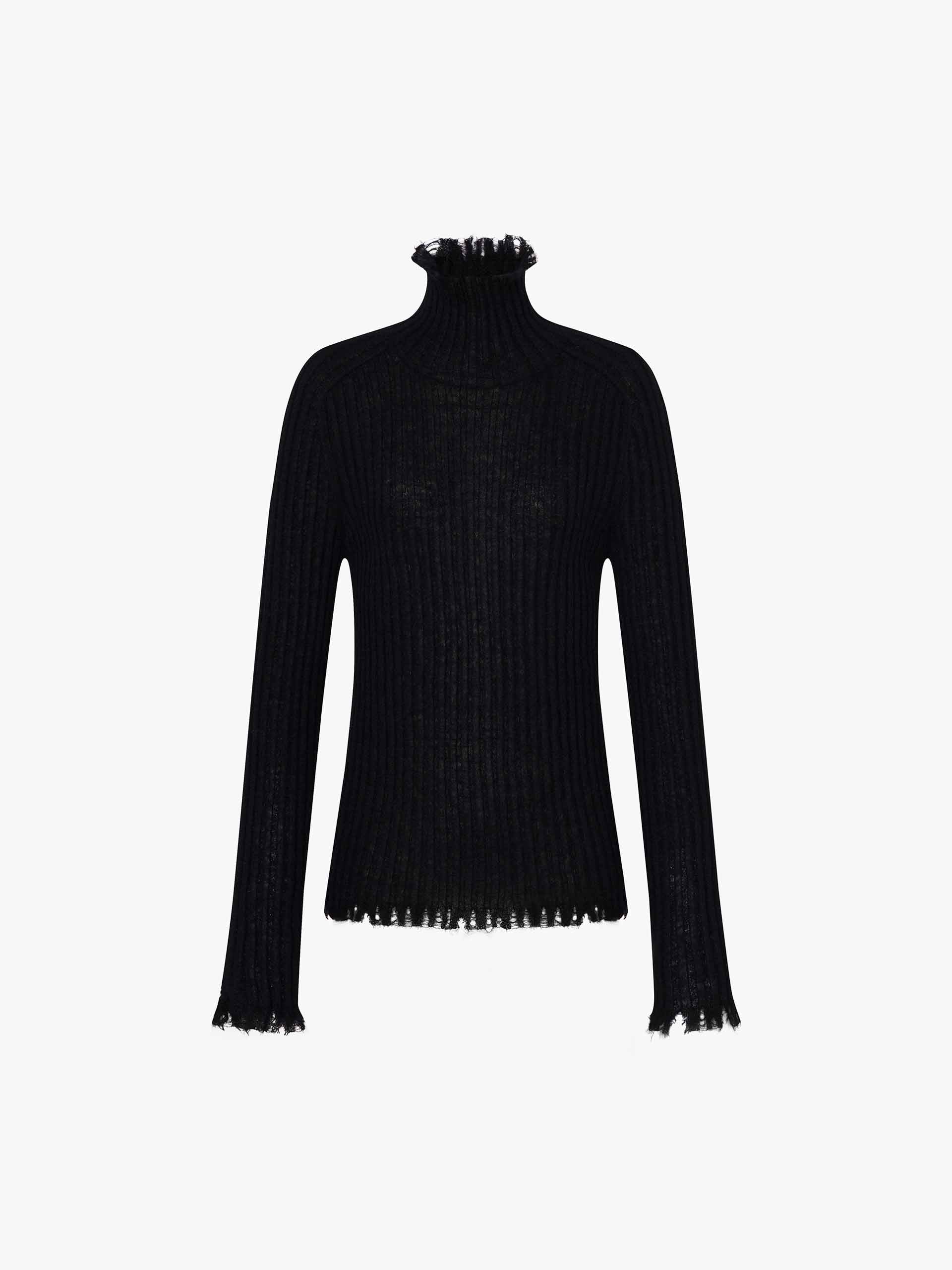 Turtleneck Raw Hem Sweater