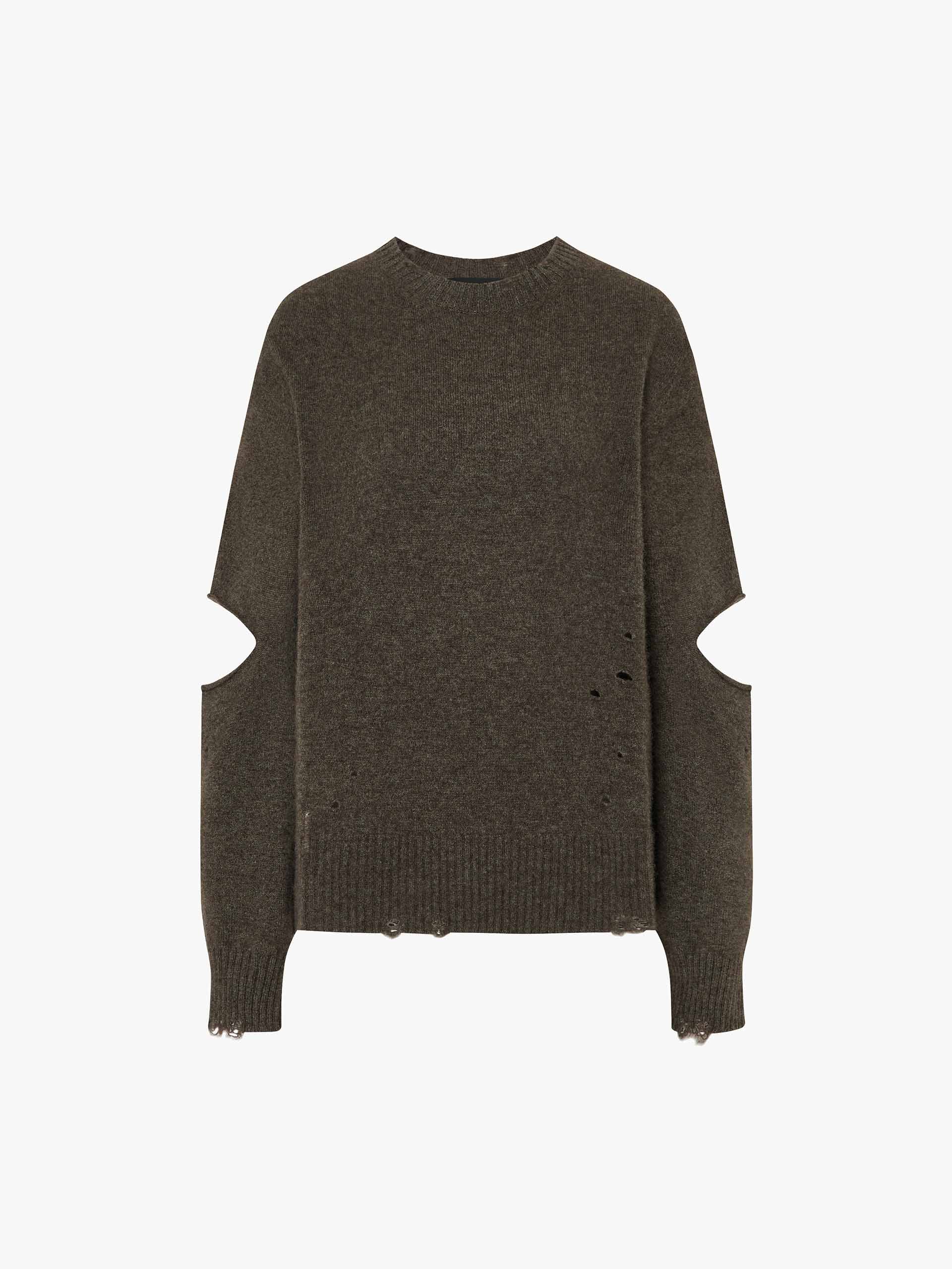 Ripped Cutout Sleeves Knitted Top