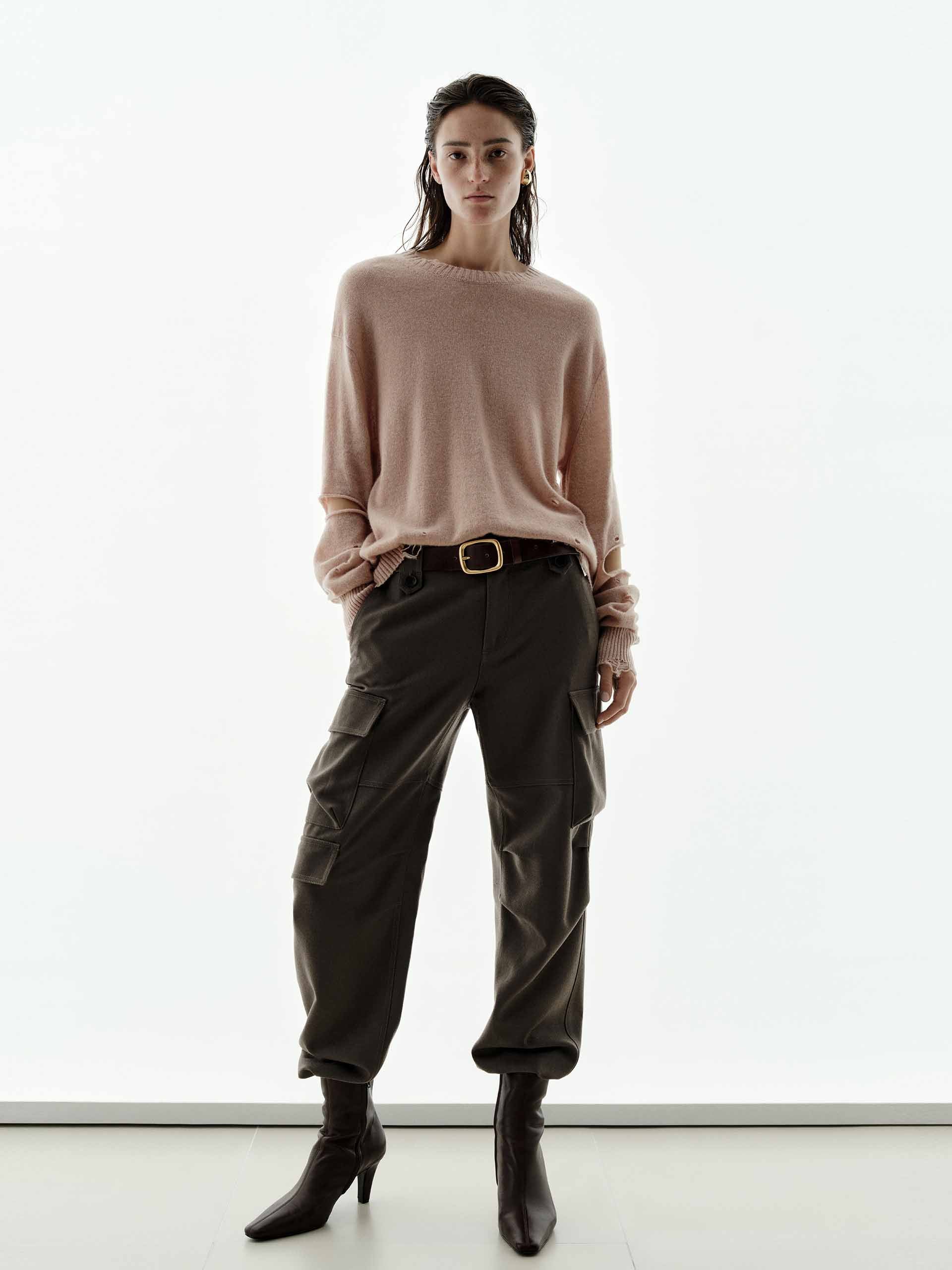 Ripped Cutout Sleeves Knitted Top