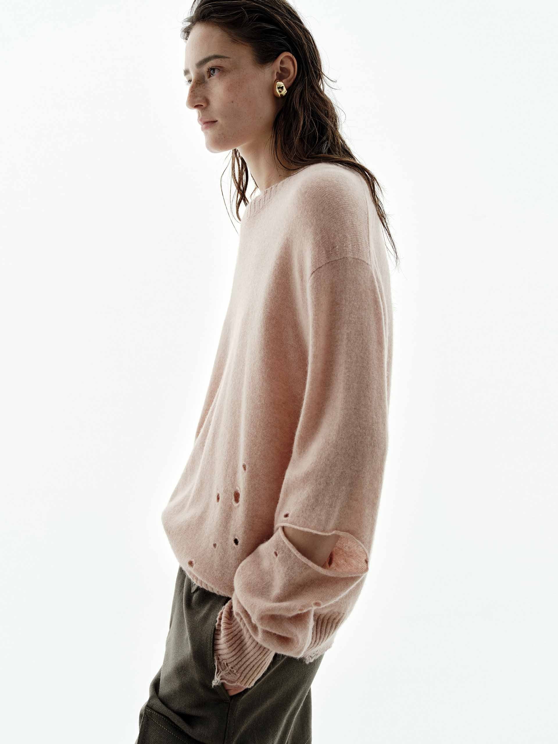 Ripped Cutout Sleeves Knitted Top