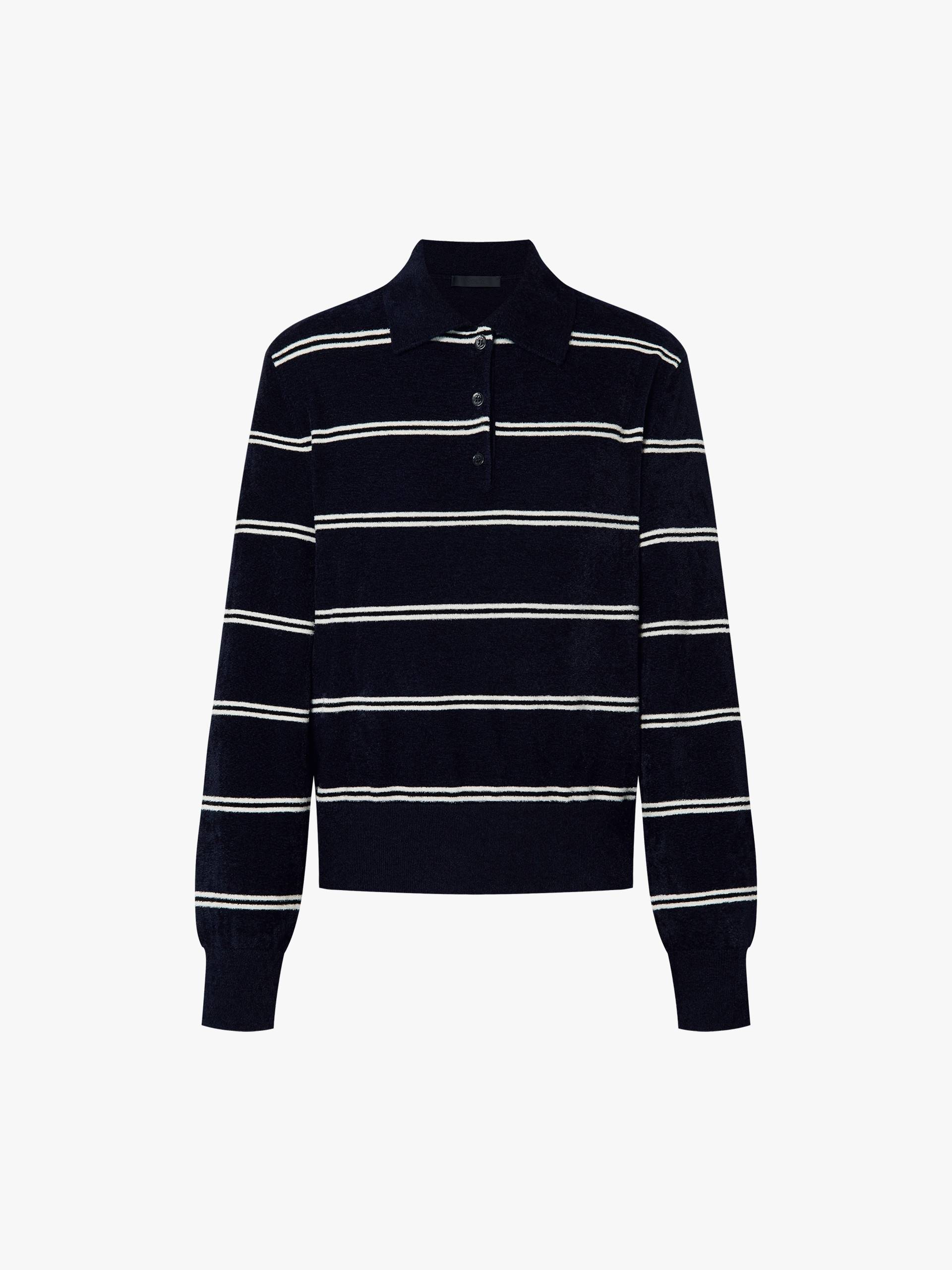 Stripe Pattern Polo Sweater