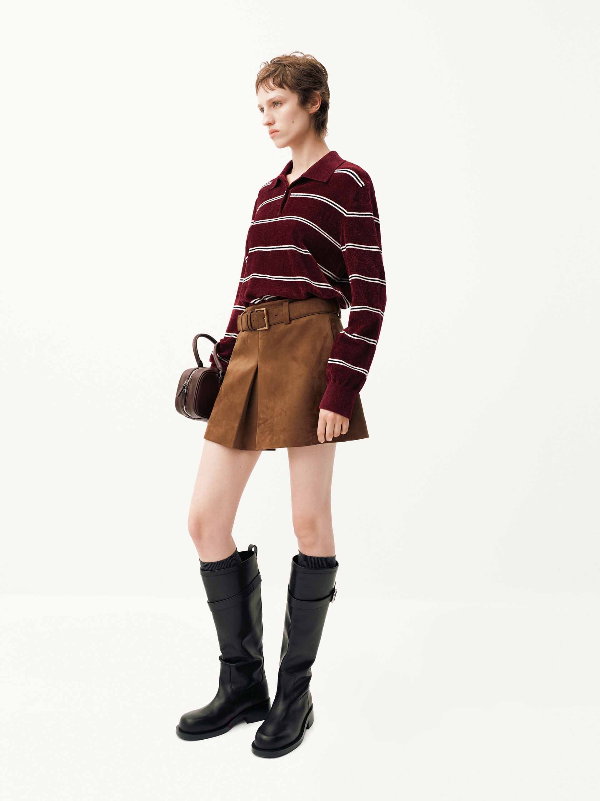 Stripe Pattern Polo Sweater