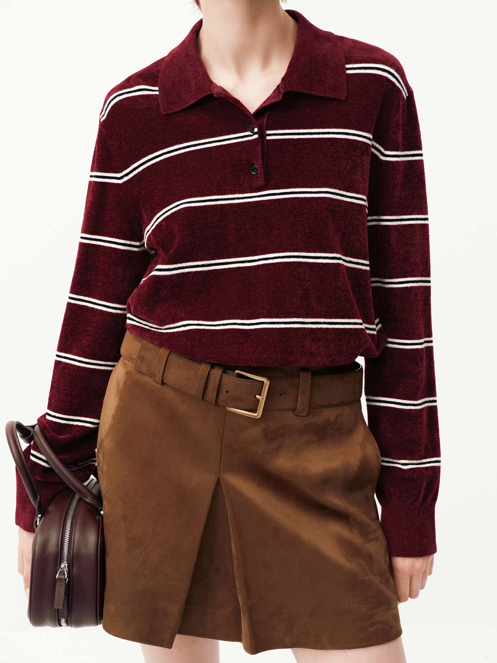 Stripe Pattern Polo Sweater
