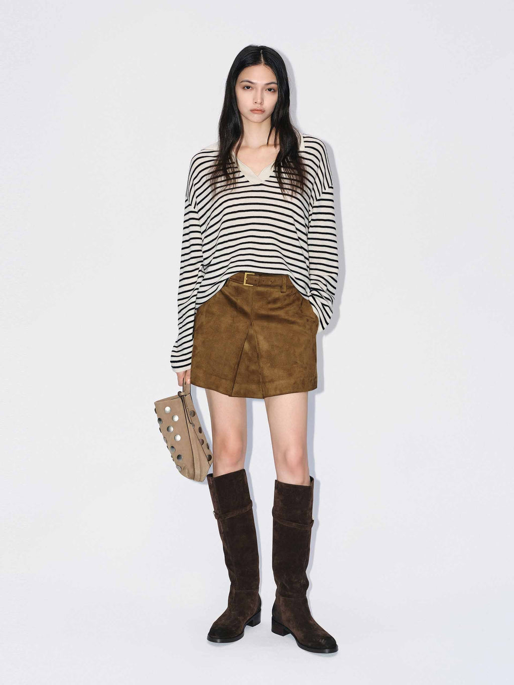 V-neck Striped Wool Sweater