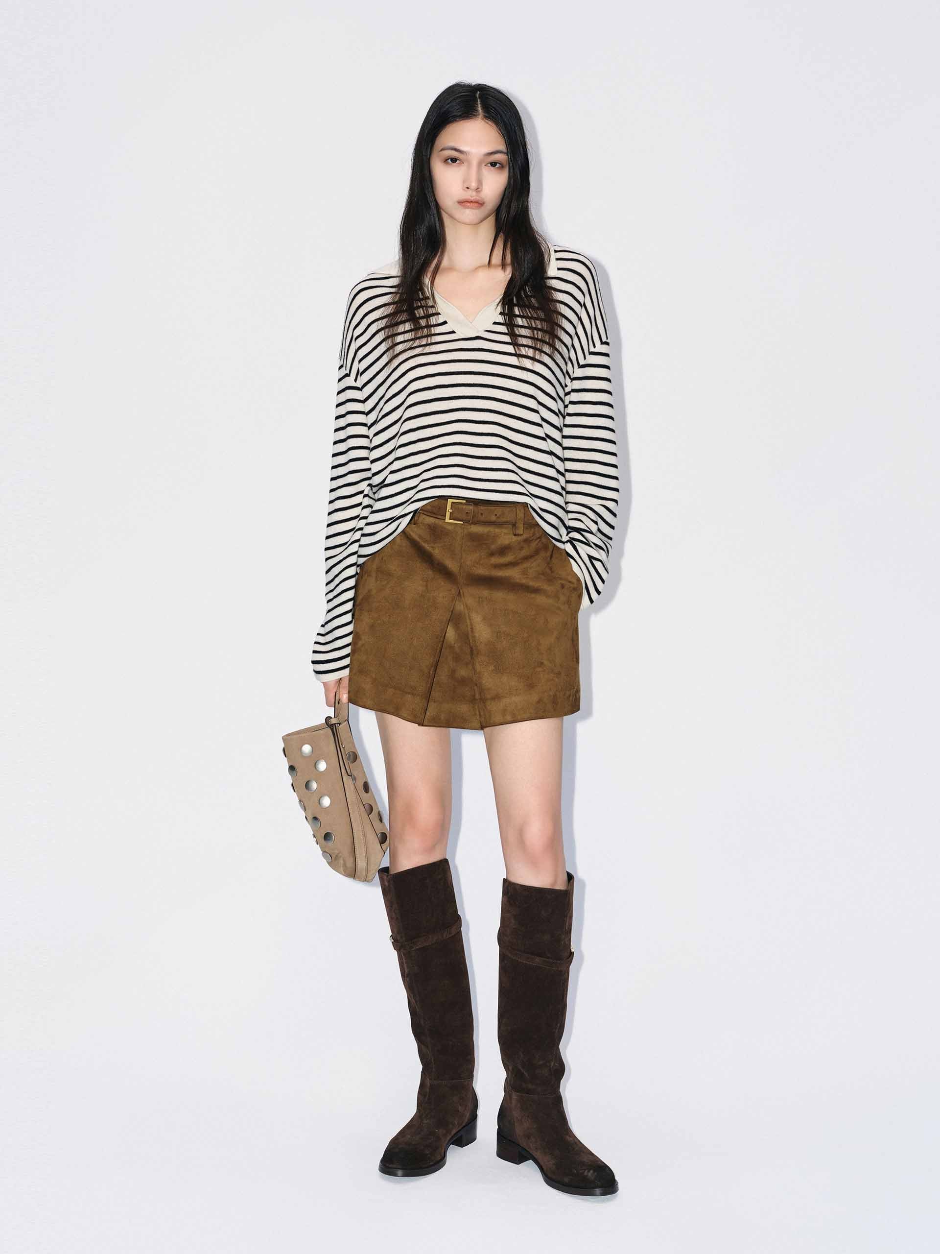 V-neck Striped Wool Sweater