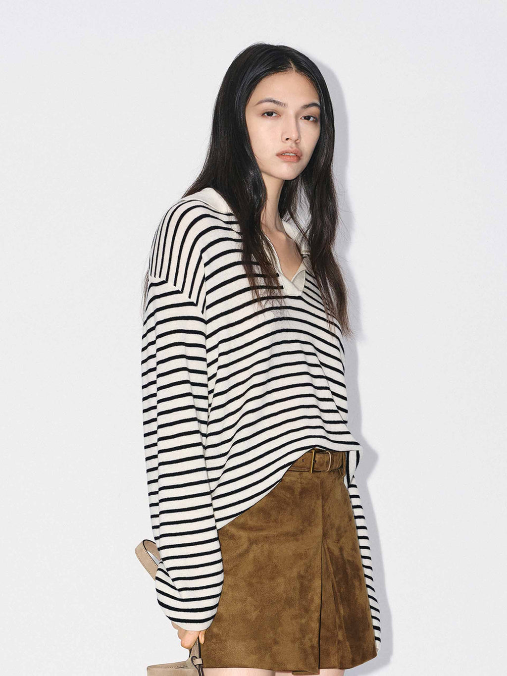 V-neck Striped Wool Sweater
