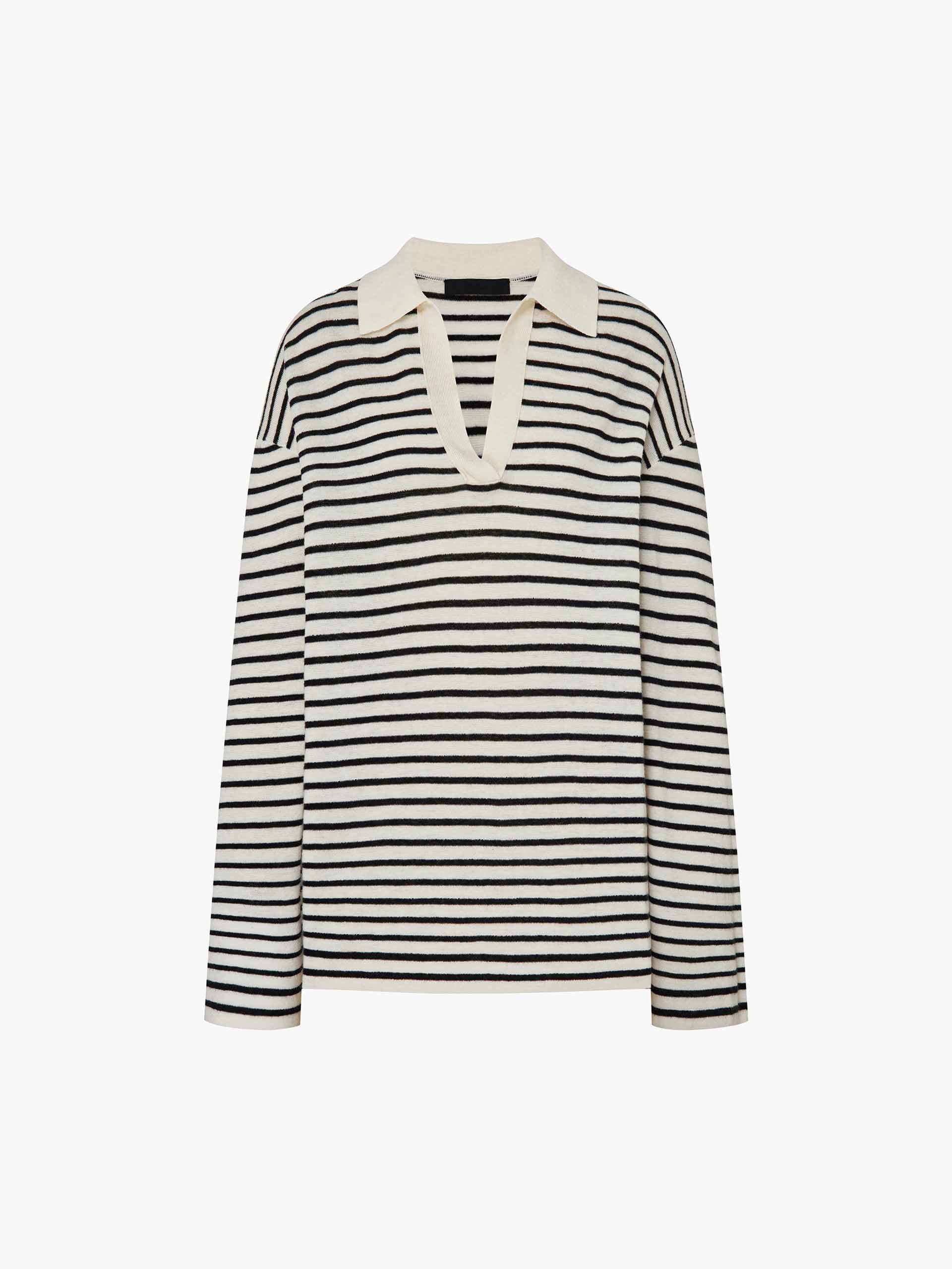 V-neck Striped Wool Sweater