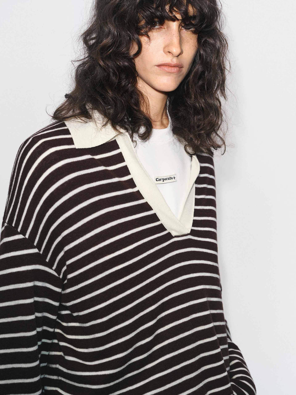 V-neck Striped Wool Sweater