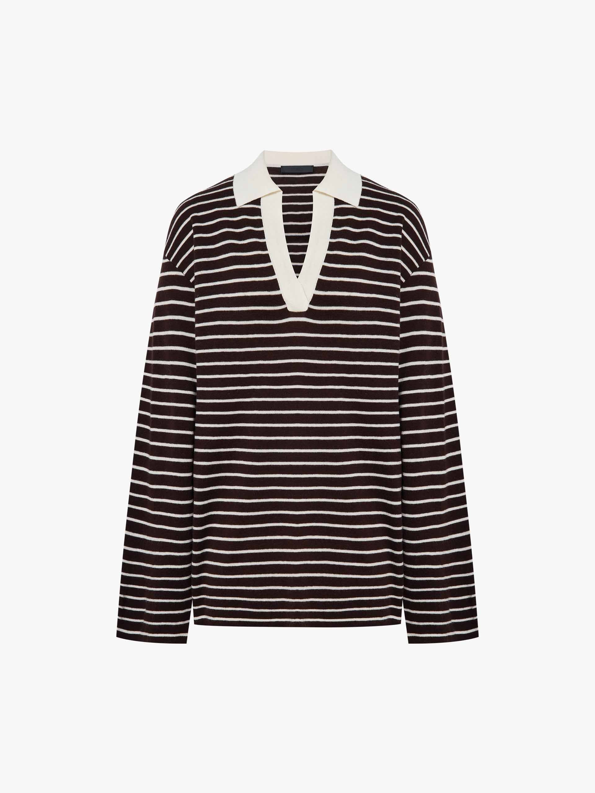V-neck Striped Wool Sweater