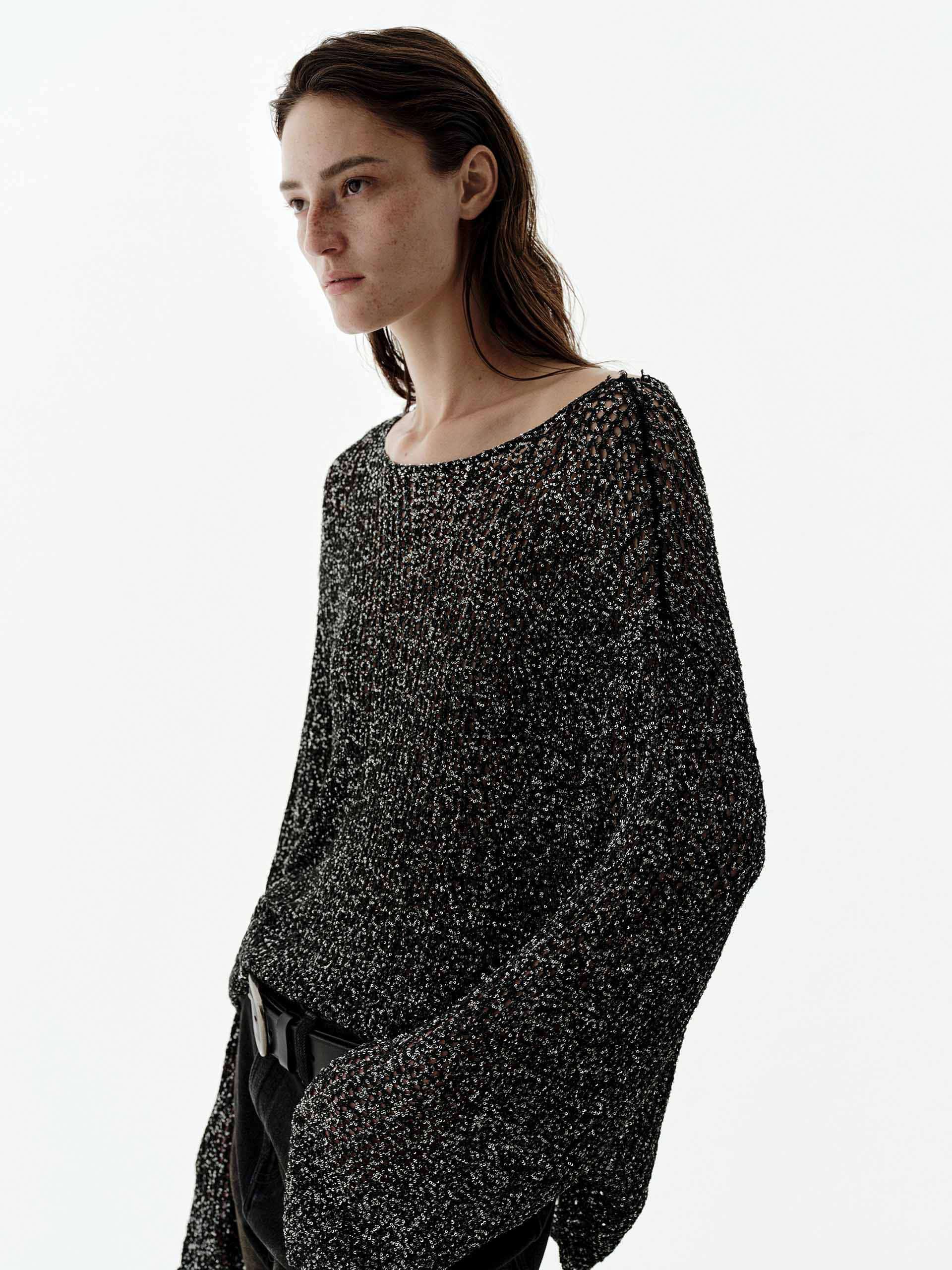 Sequin Crochet Knitted Top