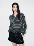 Polo Collar Stripe Sweater