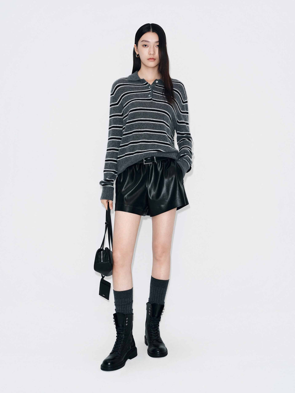 Polo Collar Stripe Sweater