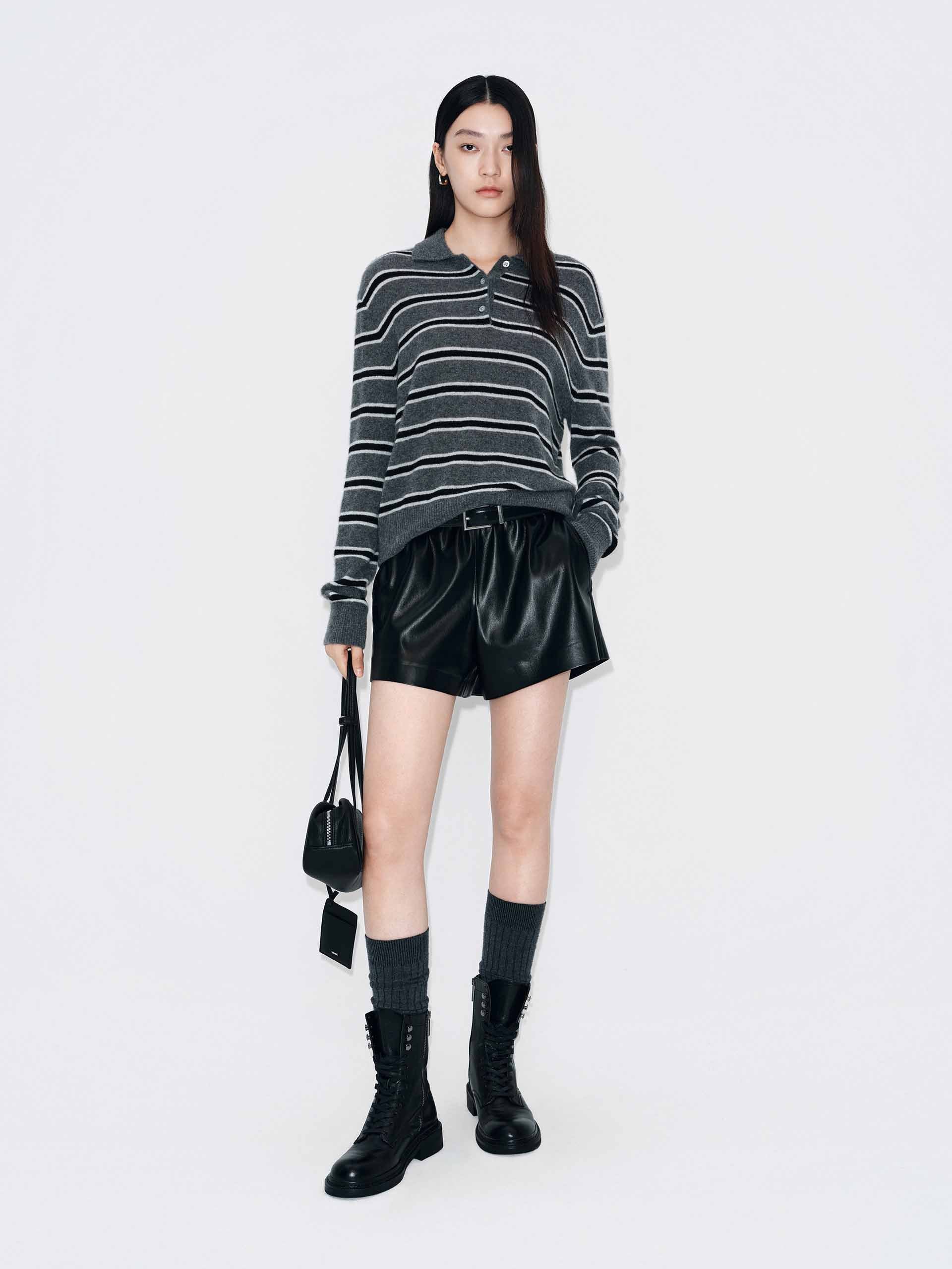 Polo Collar Stripe Sweater
