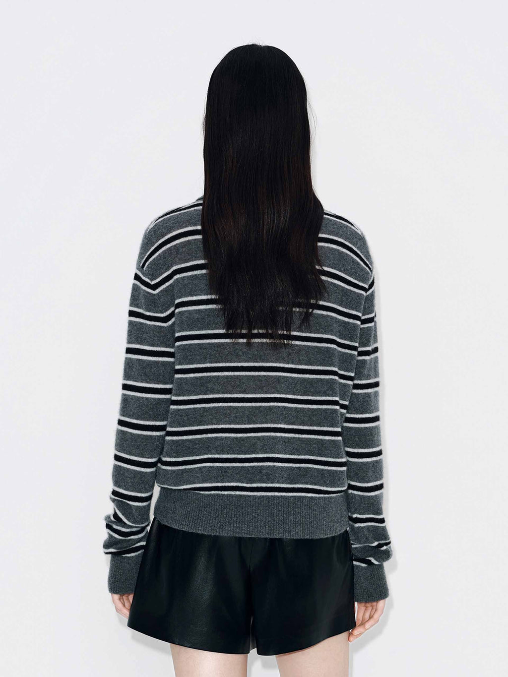 Polo Collar Stripe Sweater