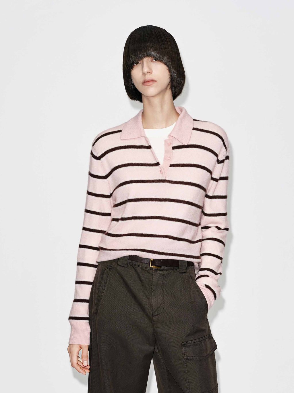 Polo Collar Stripe Sweater