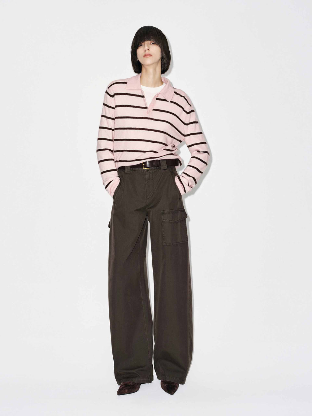 Polo Collar Stripe Sweater