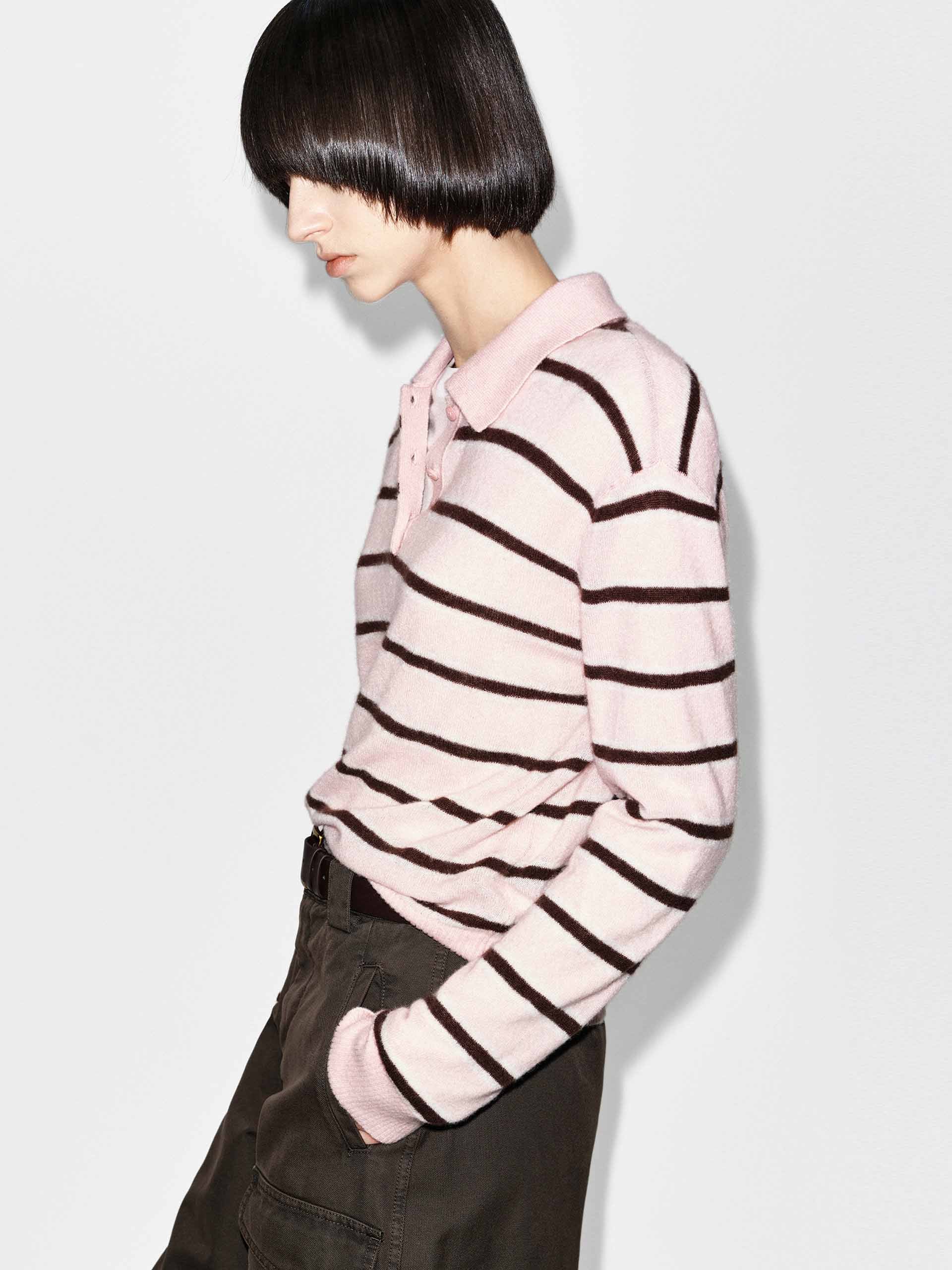 Polo Collar Stripe Sweater