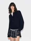 Henley Collar Wool Sweater