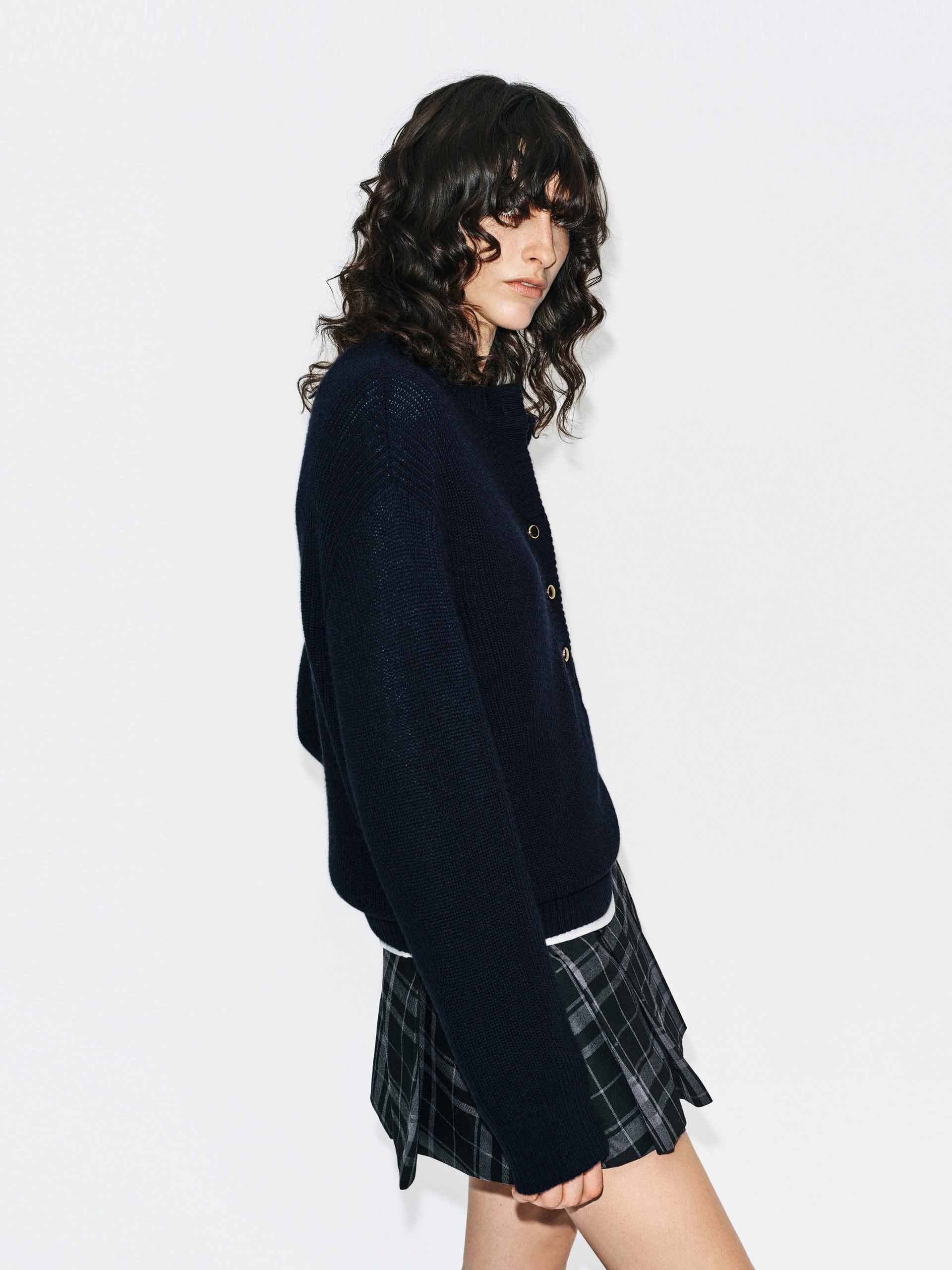 Henley Collar Wool Sweater