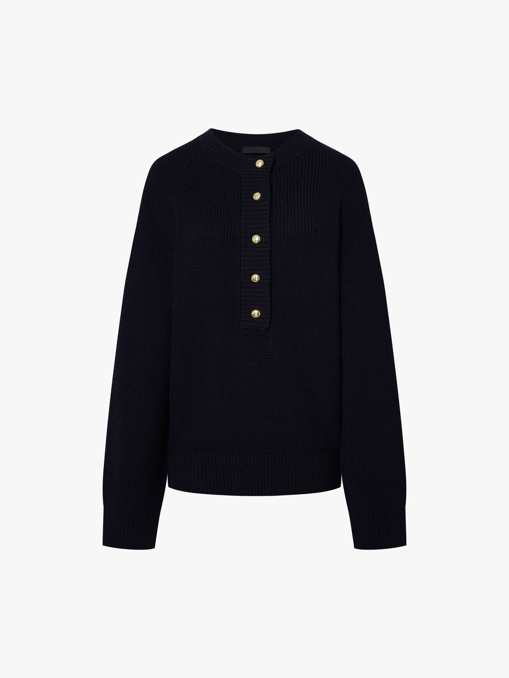Henley Collar Wool Sweater