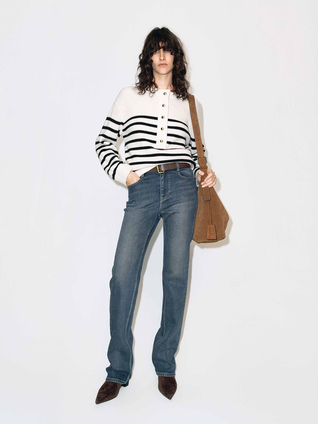 Henley Collar Wool Sweater