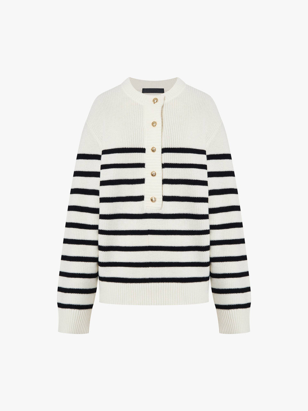 Henley Collar Wool Sweater