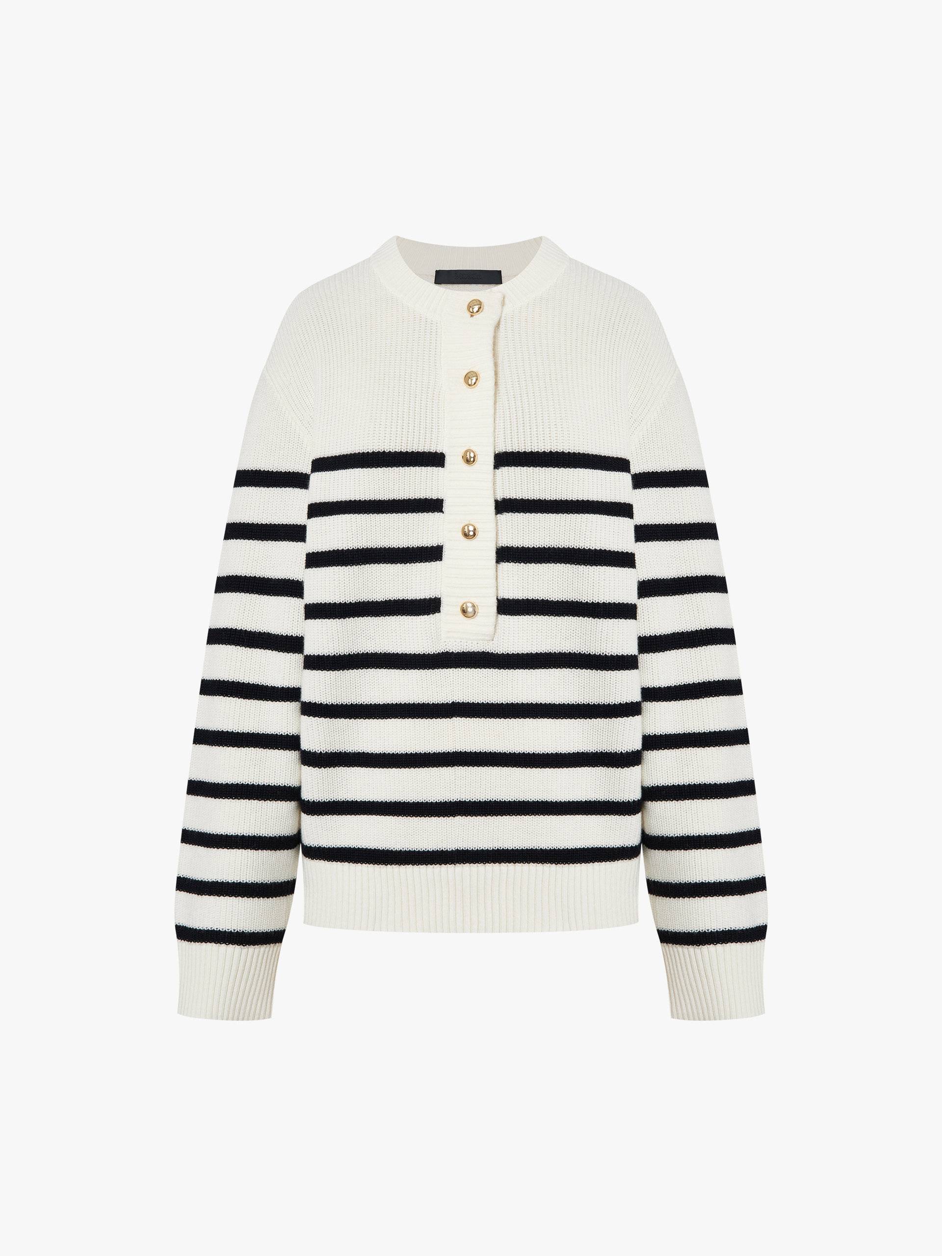 Henley Collar Wool Sweater